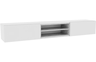 Тумба под ТВ Лонгфорд, с двумя ящиками и полками, белый / бетон светлый