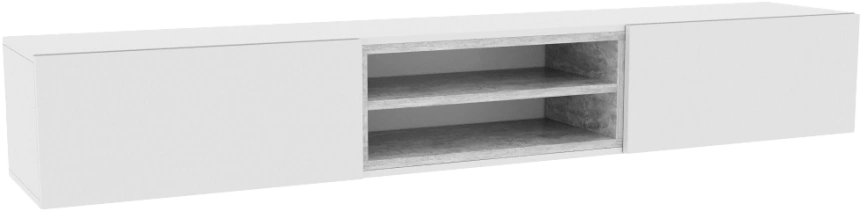 Тумба под ТВ Лонгфорд, с двумя ящиками и полками, белый / бетон светлый
