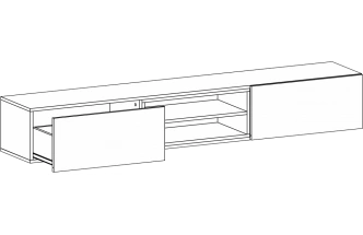 Тумба под ТВ Лонгфорд, с двумя ящиками и полками, белый / бетон светлый