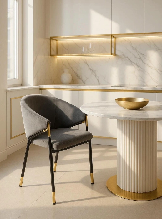 Стул  Molton, мягкий, серый / чёрный / золотой