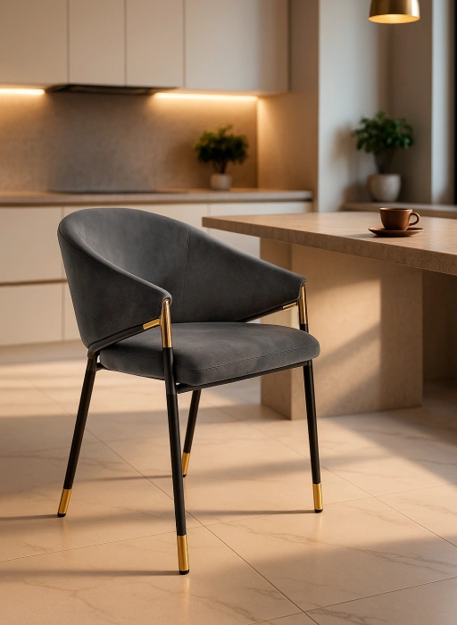 Стул  Molton, мягкий, серый / чёрный / золотой