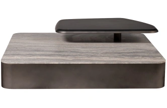 Журнальный стол 58DB-24079, 110x110x35, мрамор, бежевый мрамор / латунь