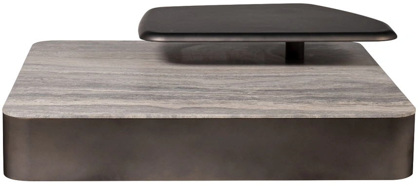 Журнальный стол 58DB-24079, 110x110x35, мрамор, бежевый мрамор / латунь