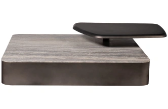 Журнальный стол 58DB-24079, 110x110x35, мрамор, бежевый мрамор / латунь