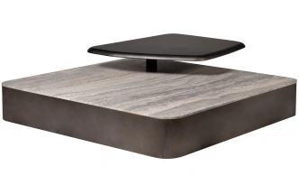 Журнальный стол 58DB-24079, 110x110x35, мрамор, бежевый мрамор / латунь