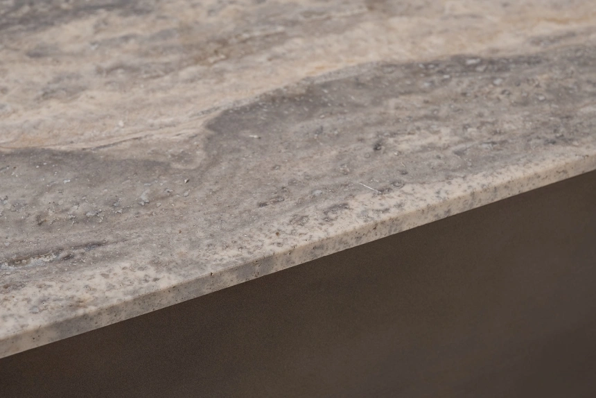 Журнальный стол 58DB-24079, 110x110x35, мрамор, бежевый мрамор / латунь