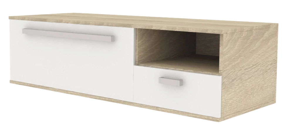 Тумба под ТВ Рио, Дуб сонома/Белый глянец