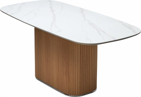 Кухонный стол Tampa 180, цвет Белый Мрамор M326, керамика, Каркас Oak