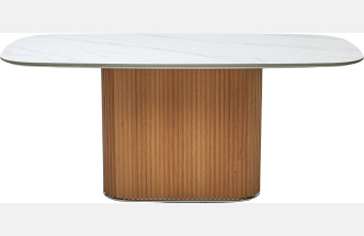 Кухонный стол Tampa 180, цвет Белый Мрамор M326, керамика, Каркас Oak