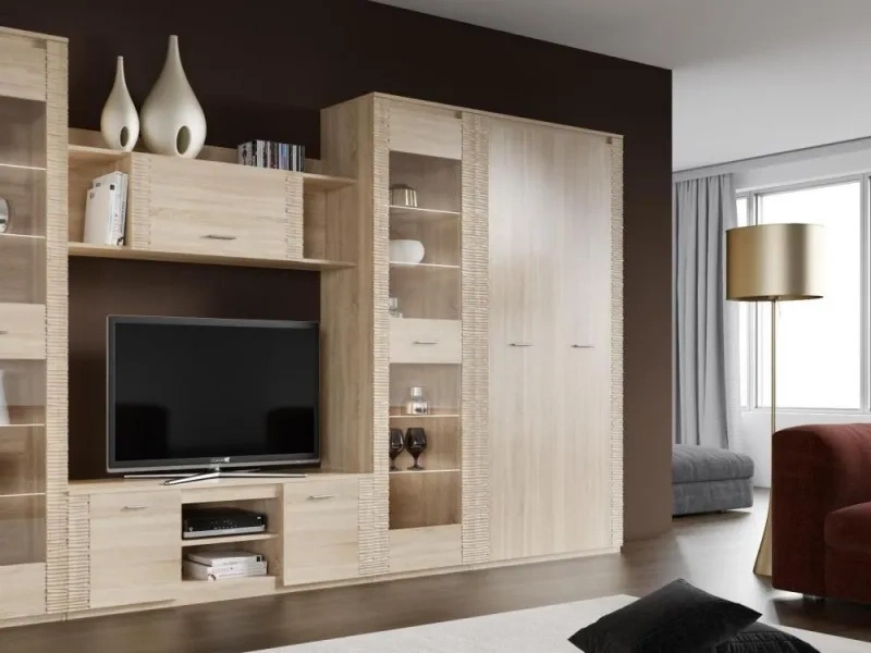 Шкаф двухдверный Элана, 101x41x208.5, распашной с полками, дуб сонома