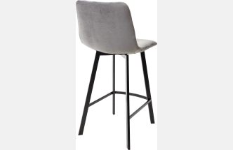 Полубарный стул Chilli-QB Square, светло-серый #26, велюр, черный каркас (H=66cm)