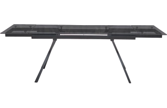Кухонный стол раздвижной Adria 160, Smoked Black Glass Дымчато-черное стелко, черный каркас