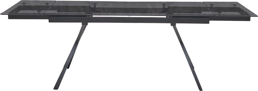 Кухонный стол раздвижной Adria 160, Smoked Black Glass Дымчато-черное стелко, черный каркас