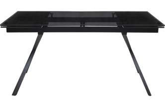 Кухонный стол раздвижной Adria 160, Smoked Black Glass Дымчато-черное стелко, черный каркас