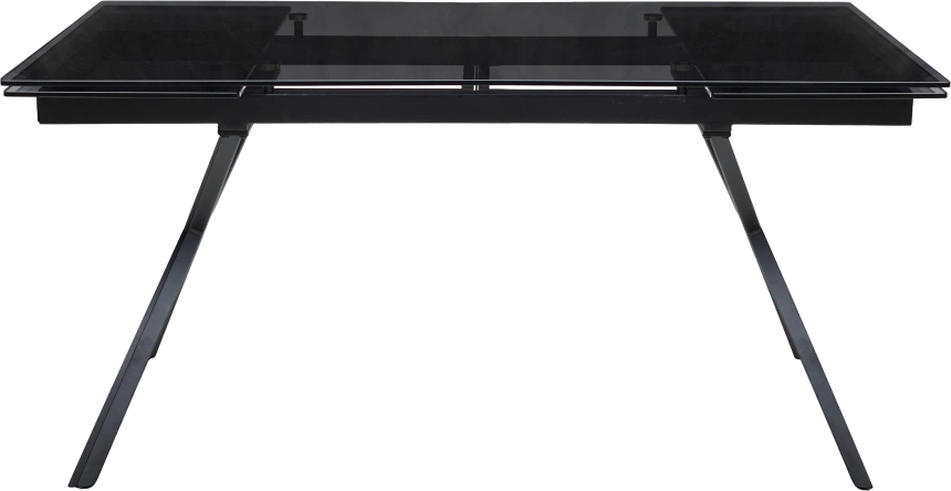 Кухонный стол раздвижной Adria 160, Smoked Black Glass Дымчато-черное стелко, черный каркас