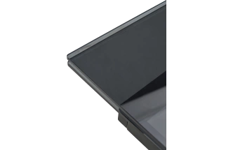 Кухонный стол раздвижной Adria 160, Smoked Black Glass Дымчато-черное стелко, черный каркас