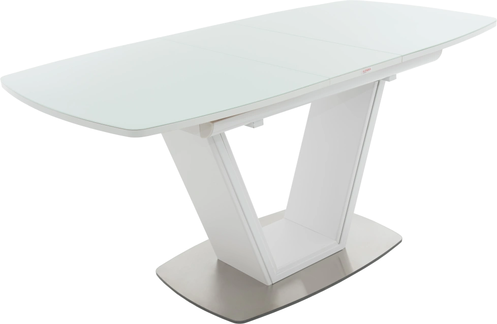 Кухонный стол Севилья, белый, ПМ стекло Opti, каркас белый