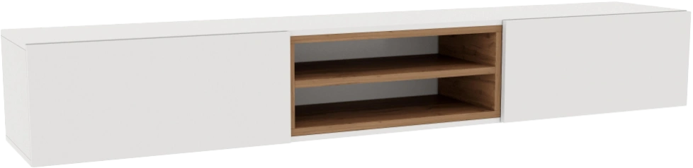 Тумба под ТВ Лонгфорд, с двумя ящиками и полками, белый / дуб вотан