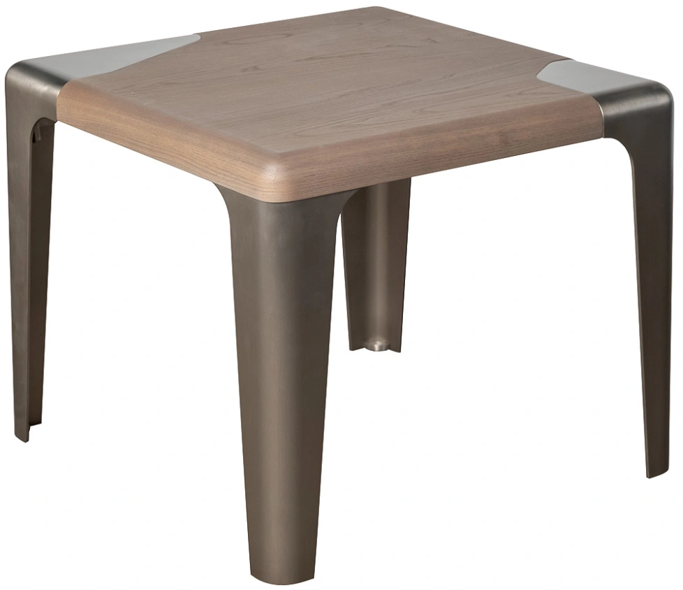 Журнальный стол Smooth, 60x60x50, МДФ, шпон, светло-коричневый / латунь 