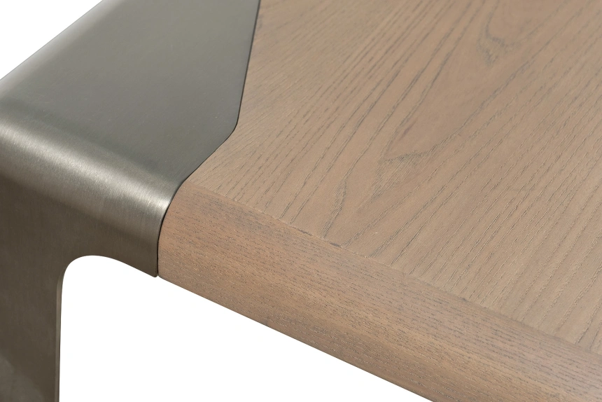 Журнальный стол Smooth, 60x60x50, МДФ, шпон, светло-коричневый / латунь 