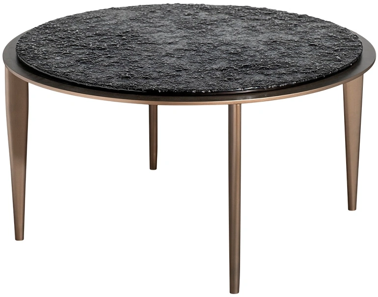 Журнальный стол 58DB-24080, 80x80x42, стекло, черный / латунь