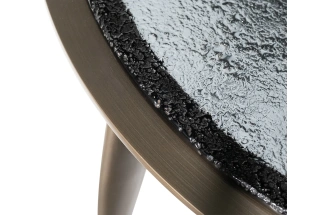 Журнальный стол 58DB-24080, 80x80x42, стекло, черный / латунь