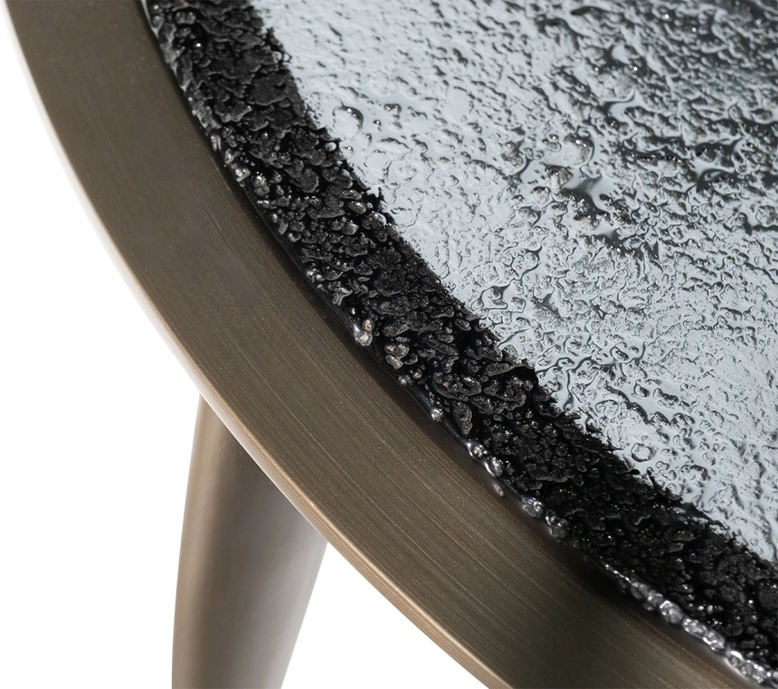 Журнальный стол 58DB-24080, 80x80x42, стекло, черный / латунь