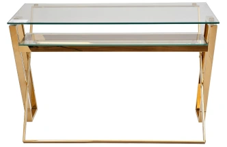 Стол письменный GY-07910, прозрачный / золото