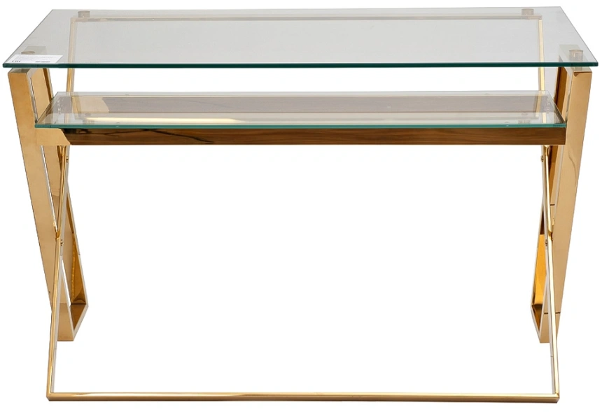 Стол письменный GY-07910, прозрачный / золото 