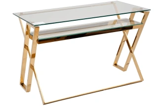 Стол письменный GY-07910, прозрачный / золото