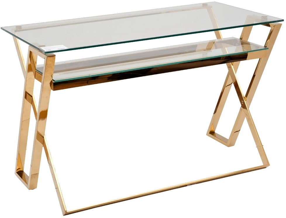 Стол письменный GY-07910, прозрачный / золото 