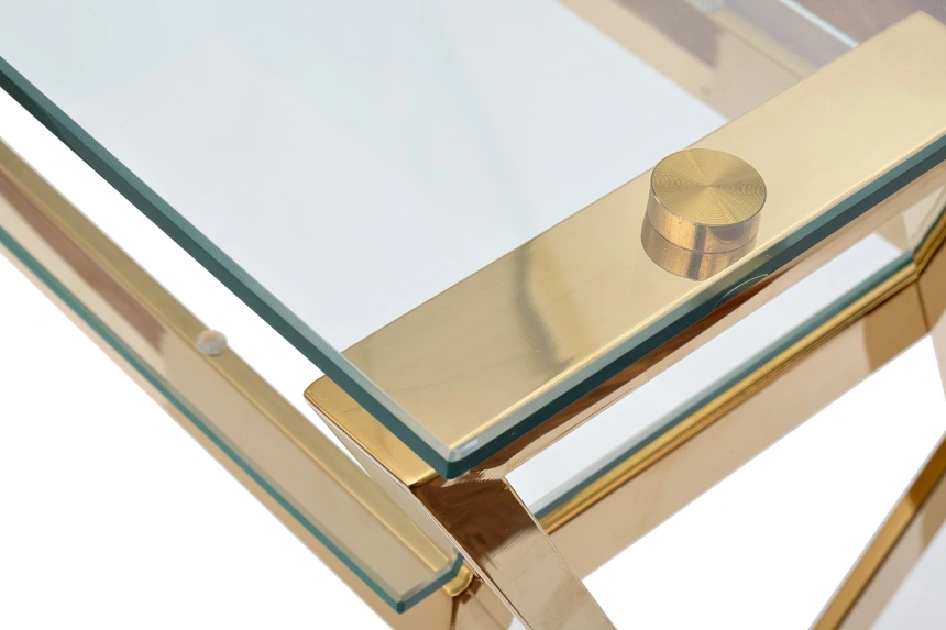 Стол письменный GY-07910, прозрачный / золото 