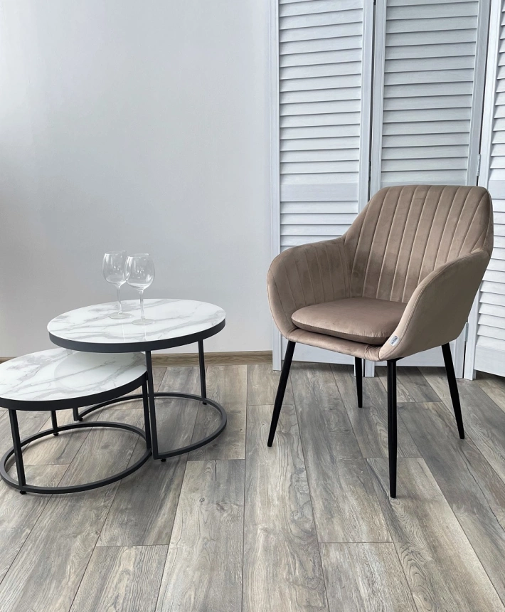Стул Alabama, мягкий, Bluvel-40 Beige, велюр, черный каркас