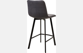 Полубарный стул Chilli-QB Square, серый #27, велюр, черный каркас (H=66cm)