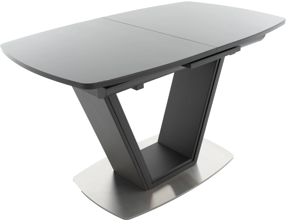 Кухонный стол Севилья, черный, ПМ стекло, каркас черный