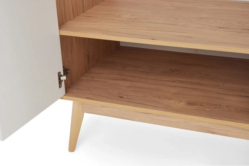 Комод 1200 Калгари, широкий, дуб светлый / белый матовый