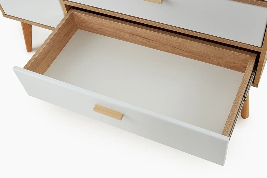 Комод 1200 Калгари, широкий, дуб светлый / белый матовый