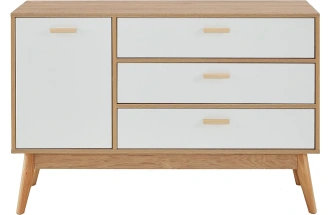 Комод 1200 Калгари, широкий, дуб светлый / белый матовый