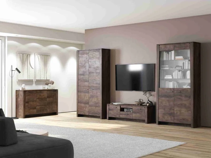 Шкаф-витрина двухдверный Мальта, со стеклом, таксония