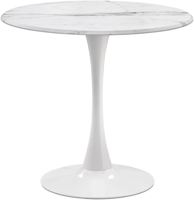 Кухонный стол Тулип, 80x73, МДФ, мрамор белый, каркас белый