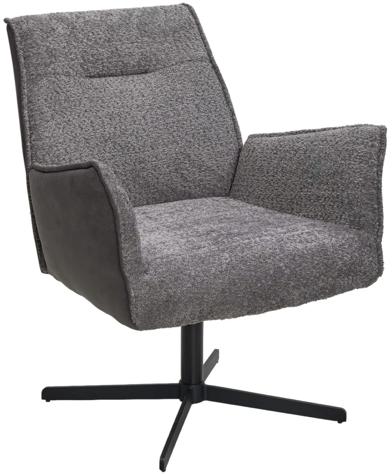 Стул-кресло Belfast, поворотное, XD841-16 серый, букле, Gino-457 серый, ткань, черный