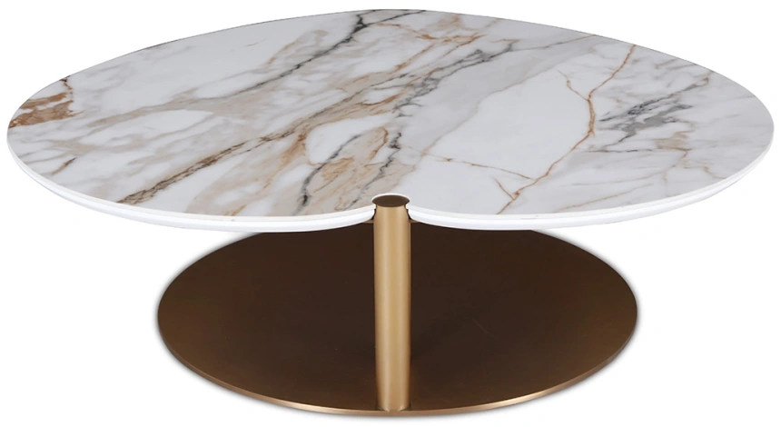 Журнальный стол 58DB-13187, 100x87x28, МДФ, керамика, белый мрамор / коричневый