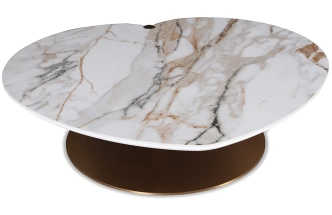 Журнальный стол 58DB-13187, 100x87x28, МДФ, керамика, белый мрамор / коричневый
