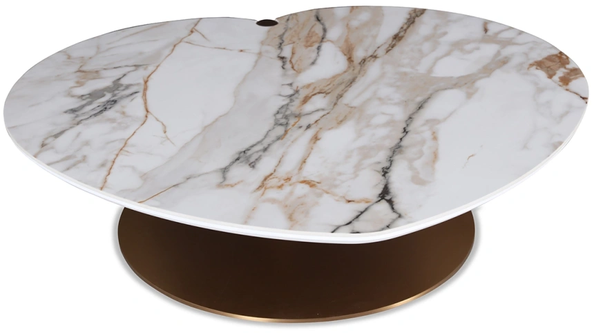 Журнальный стол 58DB-13187, 100x87x28, МДФ, керамика, белый мрамор / коричневый