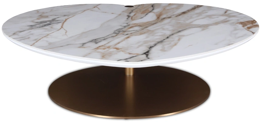 Журнальный стол 58DB-13187, 100x87x28, МДФ, керамика, белый мрамор / коричневый
