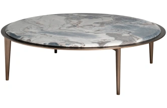 Журнальный стол 58DB-24082, 110x110x32, мрамор, серый мрамор / латунь