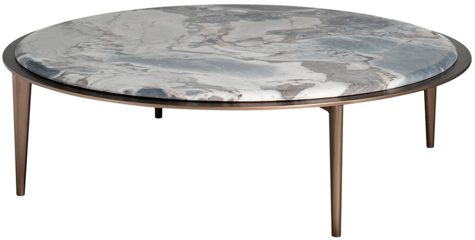 Журнальный стол 58DB-24082, 110x110x32, мрамор, серый мрамор / латунь