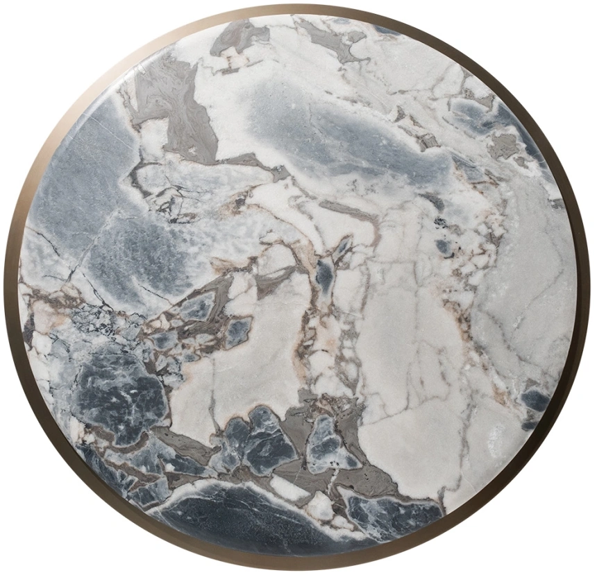 Журнальный стол 58DB-24082, 110x110x32, мрамор, серый мрамор / латунь