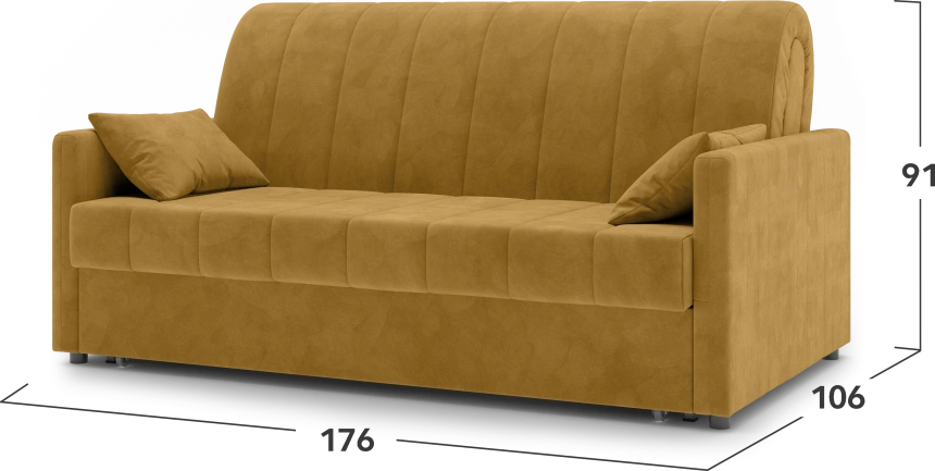​Диван прямой Хилтон 160, модель 139, Ultra Mustard​ (соломенный​) / венге