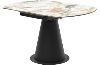 Кухонный стол раздвижной Teramo 135, Gloss Grand Jade Solid Ceramic, керамика, поворотн.механизм, Черный каркас
